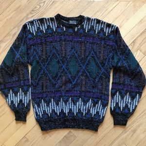 Vintage 80s New Era Sweater Kid Size XL Fuzzy Texture USA Made Unisex